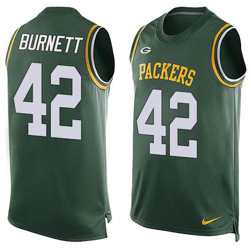 Nike Packers #42 Morgan Burnett Green Team Color Men's Stitched NFL Limited Tank Top Jersey - Click Image to Close